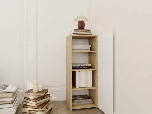 1 kapaklı Çok Amaçlı Dolap LefkasMeşe-Beyaz - Resim 3