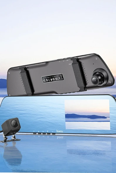 Hoco. DV4 Kameralı Kayıt Özellikli Akıllı Dikiz Aynası - Siyah - Resim 5