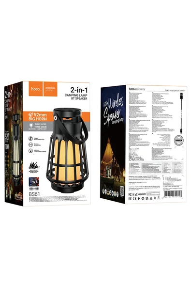 Hoco. BS61 Wild Fun Kamp Işıklı Bluetooth Kablosuz Hoparlör - Siyah - Resim 5