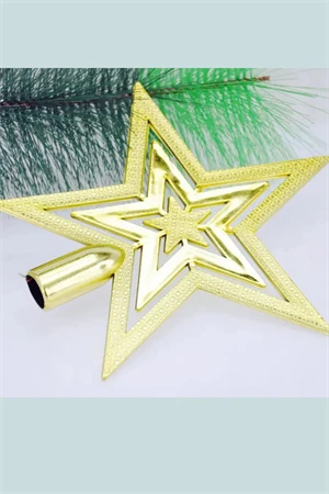 Vintage Altın Simli Yıldız Noel Ağacı Süsü | 20 cm Retro Parlak Ağaç Tepe Süsü / Dekoratif Yılbaşı Süsleme - Resim 3
