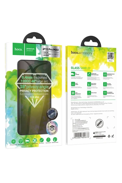 Hoco. iPhone 15 Pro Max 9D Dustproof Hayalet Cam Ekran Koruyucu - Siyah - Resim 5