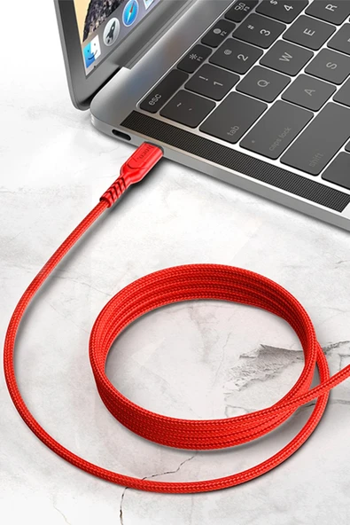 Hoco. X59 1M 60W PD Type-C to Type-C Şarj Data Kablosu - Kırmızı - Resim 3