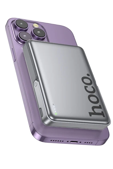 Hoco. Q36A Sunlight 10.000 mAh 20W Type-C ve 10W Kablosuz Şarj PD Magsafe Standlı Powerbank - Titan Gri - Resim 10