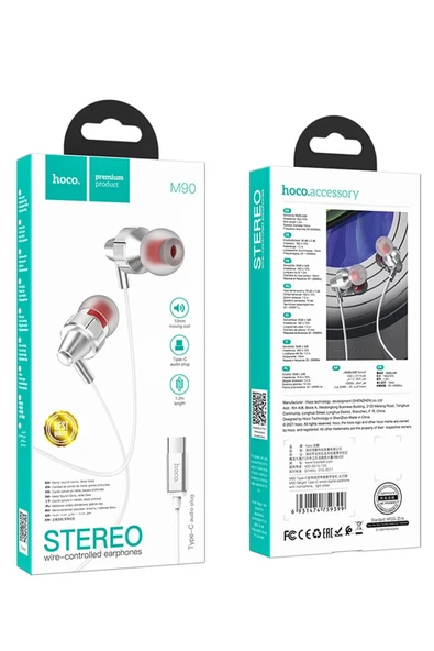 Hoco. M90 Delight 1.2M Type-C Dijital Mikrofonlu Kablolu Kulaklık - Gümüş - Resim 10