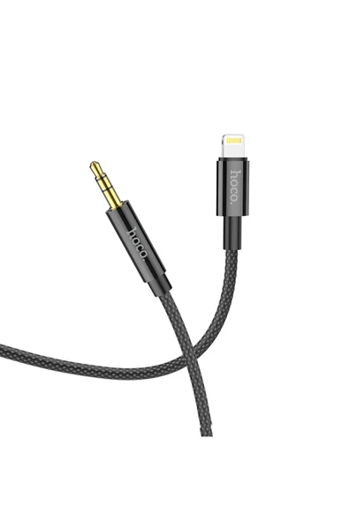 Hoco. UPA19 1M Hasırlı Lightning to Aux Kablo - Siyah ürün görseli 1