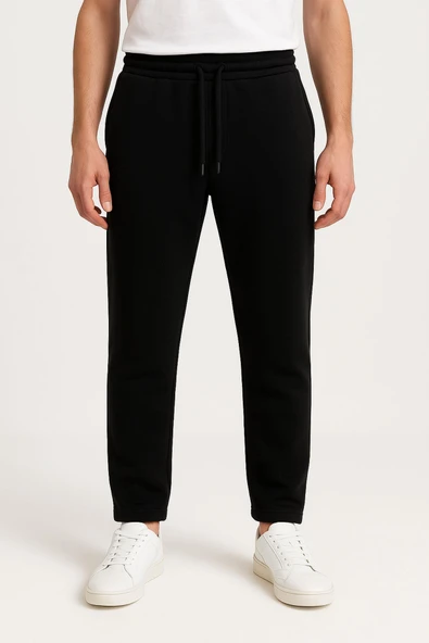 Erkek Düz Paça 3 İplik Şardonlu Rahat Kesim Premium Kumaş Eşofman Altı - Resim 2