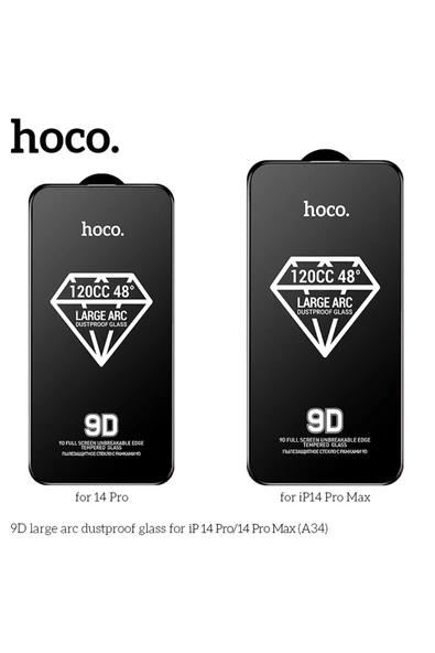 Hoco. iPhone 14 Pro Max 9D Dustproof Cam Ekran Koruyucu - Siyah - Resim 2