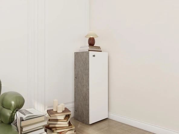 1 Kapaklı Çok Amaçlı Dolap Hanoi Beyaz - Resim 2