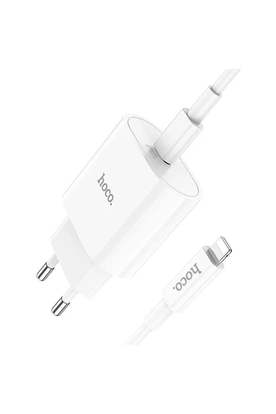 Hoco. C94A Metro 20W Type-C Çıkışlı Ekstra Type-C to Lightning Kablolu PD Hızlı Şarj Aleti - Beyaz - Resim 10