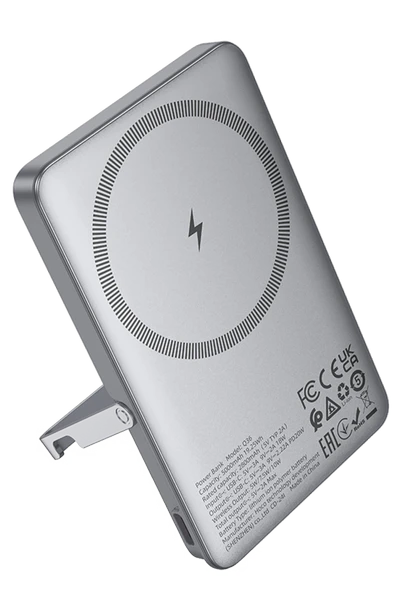 Hoco. Q36 Sunlight 5.000 mAh 20W Type-C ve 10W Kablosuz Şarj PD Magsafe Standlı Powerbank - Titan Gri - Resim 7