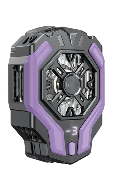 Hoco. GM26 Dijital Sıcaklık Göstergeli Radyatör Telefon Soğutucu Fan - Siyah-Mor - Resim 7