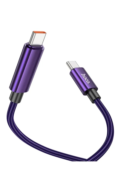 Hoco. U125 1.2M Benefit PD 100W Type-C to Type-C Şarj Data Kablosu - Mor - Resim 2
