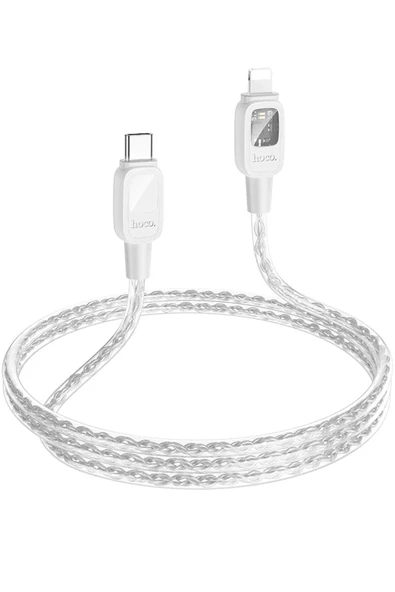 Hoco. U124 Stone 1.2M 27W Type-C to Lightning Otomatik Şarj Kesme Özellikli PD Hızlı Şarj Kablosu - Gri - Resim 2
