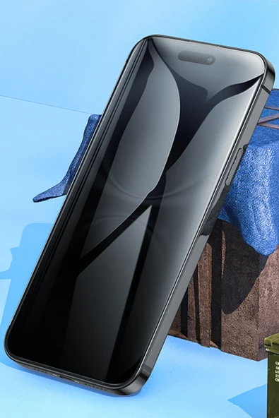 Hoco. Apple iPhone 15 Pro Max Bear Shield Hayalet Cam Ekran Koruyucu - Siyah - Resim 6