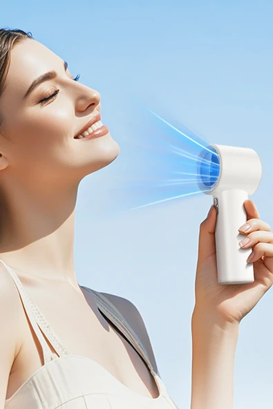 Hoco. HX64 Hurricane Dijital Göstergeli Yüksek Hızlı El Tipi ve Masaüstü Soğutucu Fan - Beyaz - Resim 5