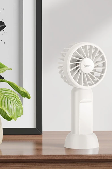 Hoco. HX60 Nimble El Tipi ve Masaüstü Soğutucu Fan - Beyaz - Resim 5