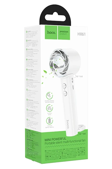 Hoco. HX61 Exquisite El Tipi ve Masaüstü Katlanabilir Soğutucu Fan - Beyaz - Resim 7