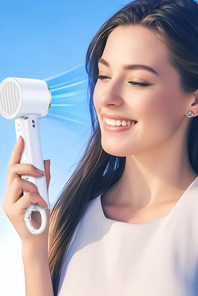 Hoco. HX61 Exquisite El Tipi ve Masaüstü Katlanabilir Soğutucu Fan - Beyaz - Resim 6