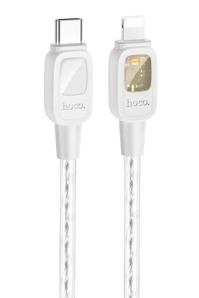 Hoco. U124 Stone 1.2M 27W Type-C to Lightning Otomatik Şarj Kesme Özellikli PD Hızlı Şarj Kablosu - Gri - Resim 5