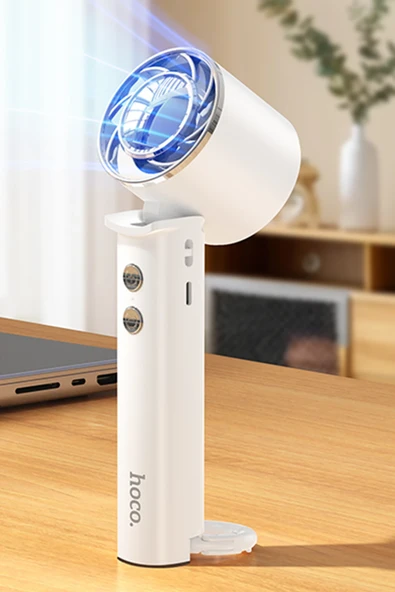 Hoco. HX61 Exquisite El Tipi ve Masaüstü Katlanabilir Soğutucu Fan - Beyaz - Resim 5