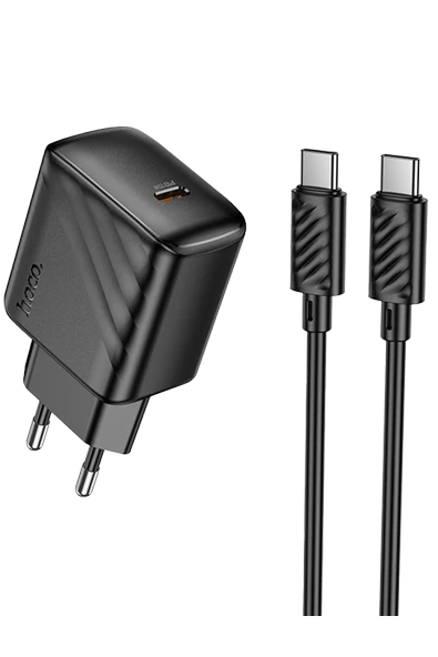 Hoco. CS24A Puerto 25W Type-C Çıkışlı Ekstra Type-C to Type-C Kablolu PD Hızlı Şarj Aleti - Siyah - Resim 8