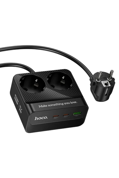 Hoco. AC27 Descanso 5in1 2M 2500W Priz Dönüştürücü - Siyah - Resim 4
