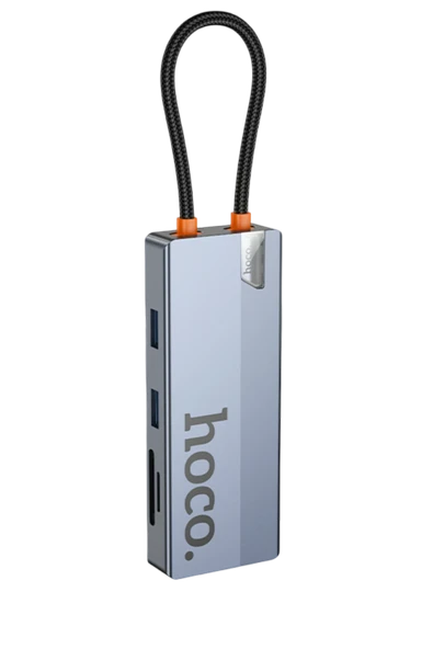 Hoco. HB52 Wow 8in1 100W PD 100 Mbps Ethernet 4K Hub Dönüştürücü - Gri - Resim 4