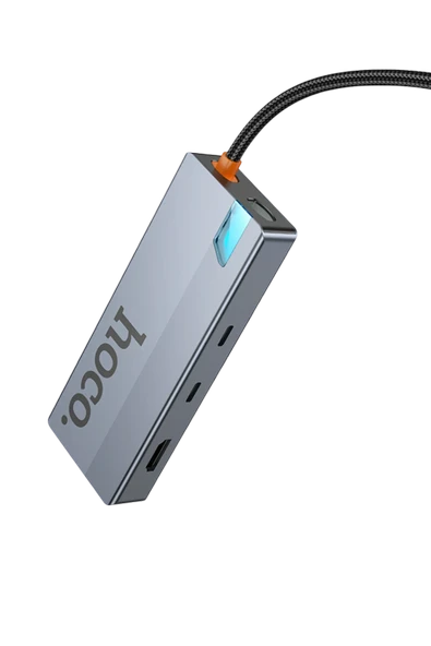 Hoco. HB52 Wow 8in1 100W PD 100 Mbps Ethernet 4K Hub Dönüştürücü - Gri - Resim 9