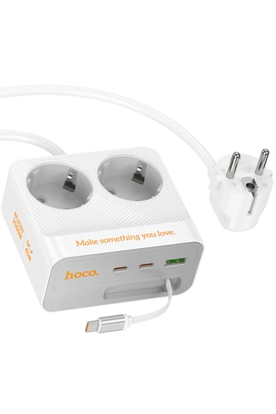 Hoco. AC28 Descanso 6in1 2M 2500W Priz Dönüştürücü - Beyaz ürün görseli 1