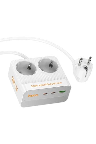 Hoco. AC27 Descanso 5in1 2M 2500W Priz Dönüştürücü - Beyaz ürün görseli 1
