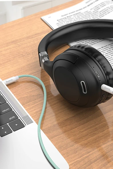 Hoco. UPA19 1M Hasırlı 3.5mm Aux Kablo - Gümüş - Resim 6