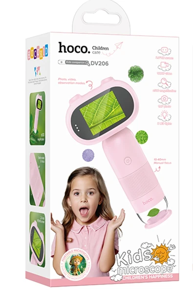 Hoco. DV206 IPS Ekranlı Video Kayıt Özellikli Çocuk Mikroskobu - Pembe - Resim 6