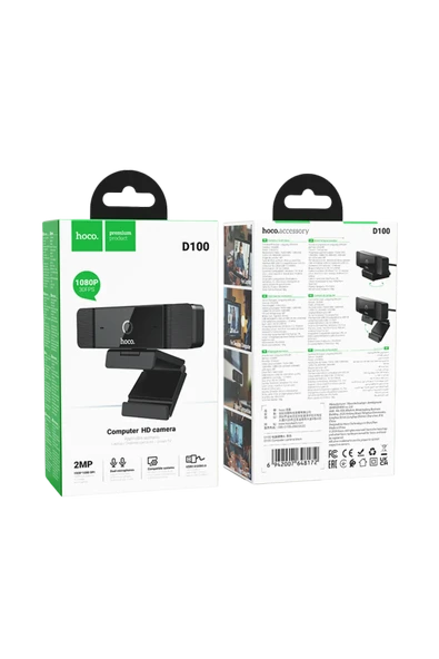 Hoco. D100 1080P 2MP Mikrofonlu USB Web Kamera - Siyah - Resim 6