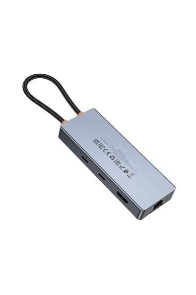 Hoco. HB52 Wow 8in1 100W PD 100 Mbps Ethernet 4K Hub Dönüştürücü - Gri - Resim 6