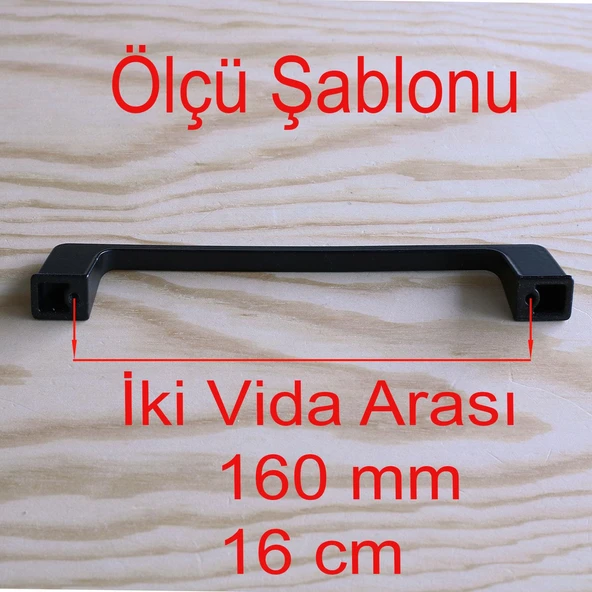 Metal Mutfak Mobilya Çekmece Mutfak Dolap Dolabı Kulpları Kapak Kulbu 16 cm Kulp 160 mm Siyah - Resim 2