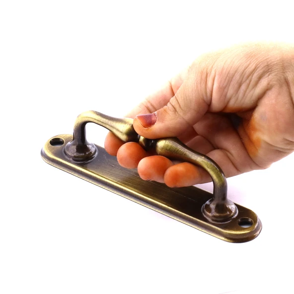 Metal Kapı Çekme Kolu 12 cm Dolap Mobilya Dolap Çekmece Tutamağı Kulp Kulpları Eskitme Antik Sarı - Resim 5