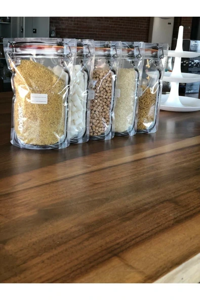 Kavanoz Görünümlü Kilitli Saklama Poşeti Çıtçıtlı Ve Pratik Torba 5 Adet - Resim 4