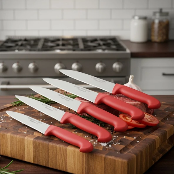 PH025 Plastik Saplı Premium Paslanmaz Çelik 5 li Kasap Ve Mutfak Bıçağı Seti ürün görseli 1