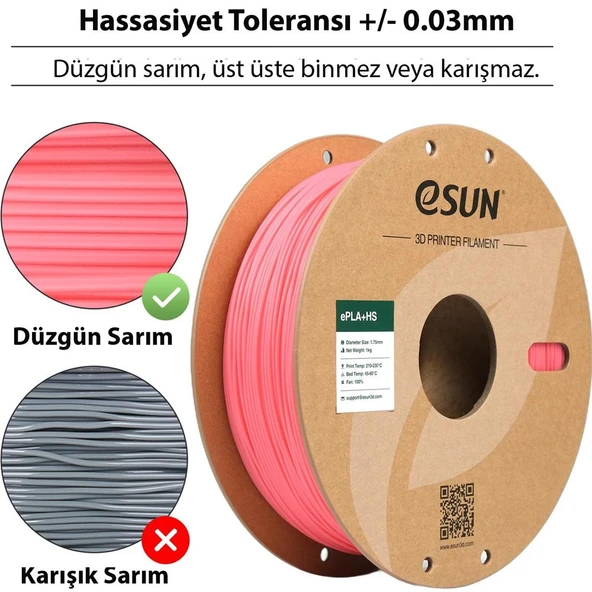 Esun Pla-Hs Pembe Filament 1.75mm 1Kg - Yüksek Hız Uyumlu Pla+ - Resim 2