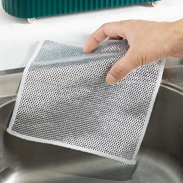 3 Adet Çok Fonksiyonlu Çizmeyen Tel Bulaşık Bezi Bulaşık Havlusu Bulaşık Temizlik Ovma Bezi - Resim 2