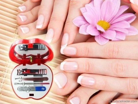 Manikür - Pedikür Seti Elma Şeklinde 4 Parça Aynalı - Resim 3