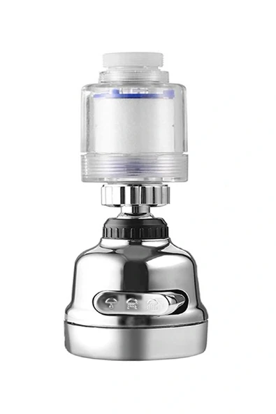 Filtreli Krom 3 Fonksiyonlu  Oynar Musluk Başlığı - 360 Derece Dönebilen ürün görseli 1