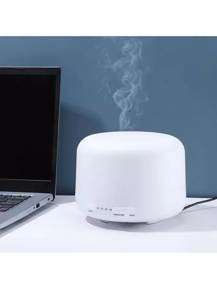 Oda Hava Nemlendirici, Buhar Makinesi ve Aroma Difüzörü 500 ml 12w güç 17x13cm ürün görseli