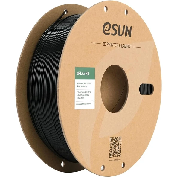Esun Pla-Hs Siyah Filament 1.75mm 1Kg - Yüksek Hız Uyumlu Pla+ ürün görseli 1