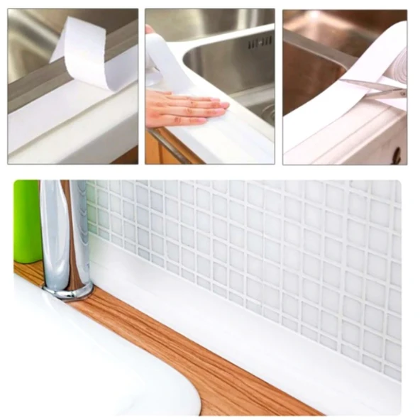 Gri Su Sızdırmaz Bant Lavabo Küvet Kenar Bandı (3.2m) - Resim 4