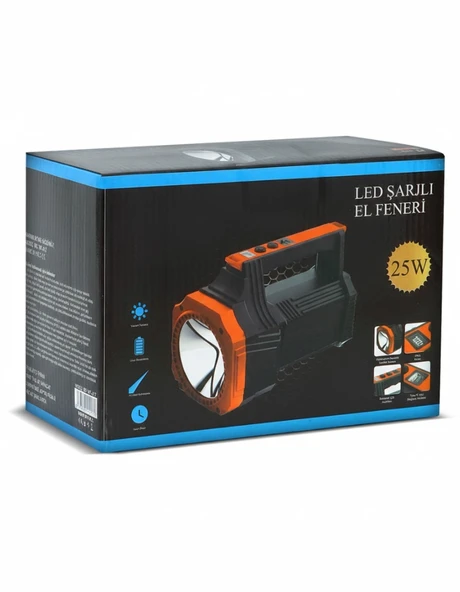 Şarjlı Dev Boy El Feneri 25w Süper Parlak Led El Lambası Kamp, Av Ve Güvenlik İçin İdeal - Resim 3