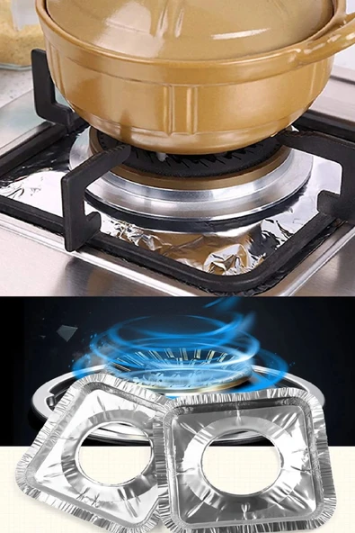 20 Adet Ocak Üstü Koruyucu Leke Önleyici Isıya Dayanıklı Yıkanabilir Ocak Gözü Izgara Koruyucu Folyo - Resim 2