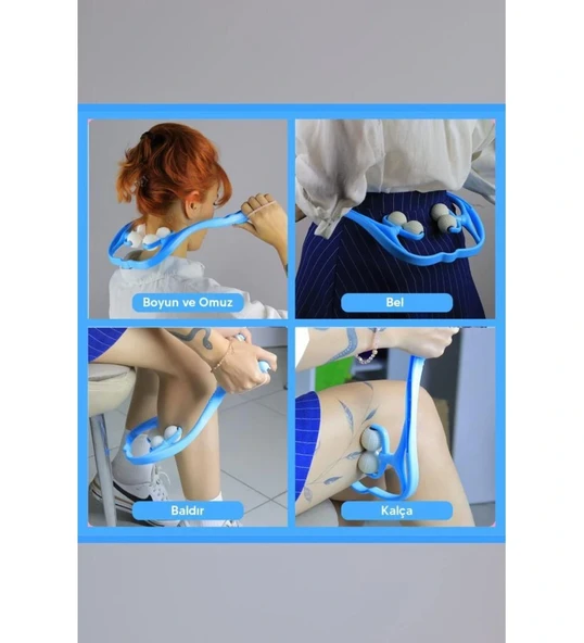 Boyun Bacak Ayak Bel Masaj Aleti Çok Fonksiyonlu Manuel 4 Tekerlekli - Mavi - Resim 5
