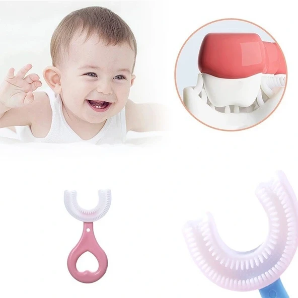 Silikon Çocuk Diş Fırçası Tartar Temizleyici (2-12 Yaş) - Pembe - Resim 4