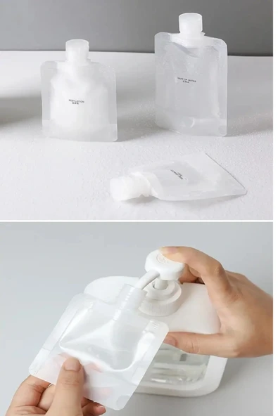 5 Adet Şeffaf Sıvı Kozmetik Çantaları Seyahat Losyon Şampuan Yüz Kremi El Sabunu Ambalajı - Resim 3